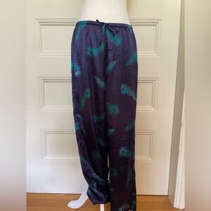 Valerie Stevens Satin Pants with Peacock Feather Design